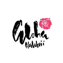 Hand drawn phrase Aloha Hawaii. Lettering design. Vctor illustration. Handwritten inscription.