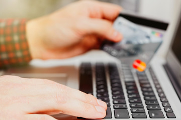 Online payment via credit card concept