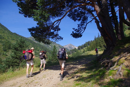 Randonneurs dans les Pyr&eacute;n&eacute;es Orientales vall&eacute;e du Galbe
