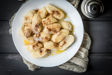 Lazy dumplings with cinnamon and sugar.