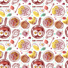 Hand drawn vector illustration. Breakfast is a great start of th