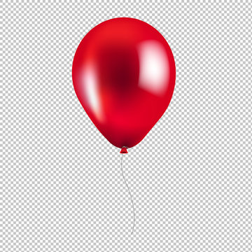 Single realistic red balloon with the string. Stock Vector