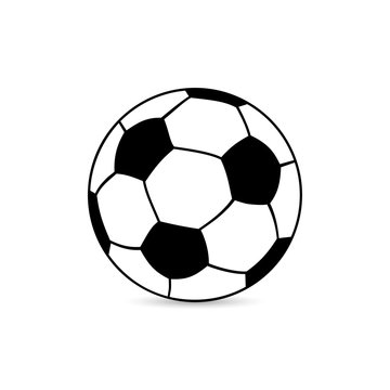 Icon soccer ball with shadow on white background. Vector illustration