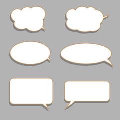 Vector set of stickers of speech bubbles. Blank empty white speech bubbles