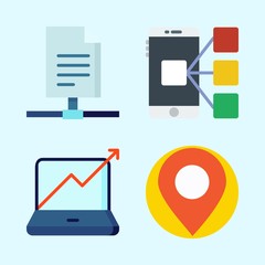 Icons set about Seo with archive, stats, location, placeholder, sharing archives and smartphone