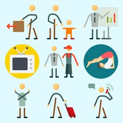 Icons set about Human with calling, stick man, male, father and son, man and ceo