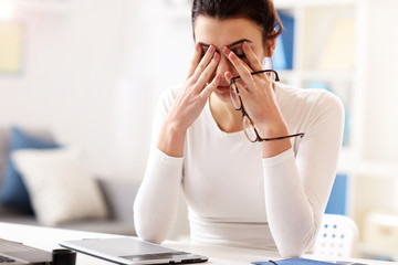 Woman working in her home office