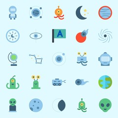 Icons set about Universe with orbit, earth, flag, moon rover, uran and comet © Orxan