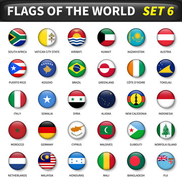 All flags of the world set 6 . Circle and convex design