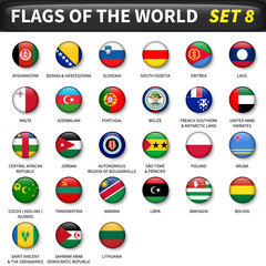 All flags of the world set 8 . Circle and convex design