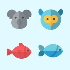 Icons set about Animals with fish, owl and koala