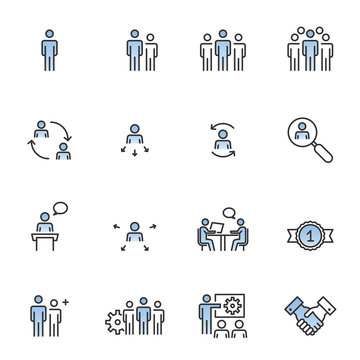 Human Resources Management Icons Line Vector illustration