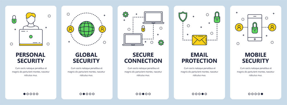 Vector modern thin line personal security concept web banner set