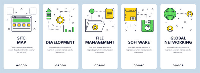 Vector modern thin line site map concept web banner set