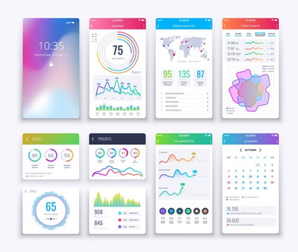 Smartphone UI. Mobile vector graphic ui and ux design, apps digital lifestyle apps interface template set