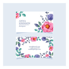 Watercolor floral card template