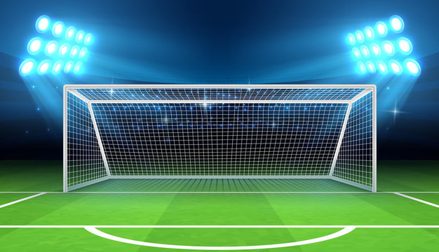 Sports stadium with soccer goal vector illustration