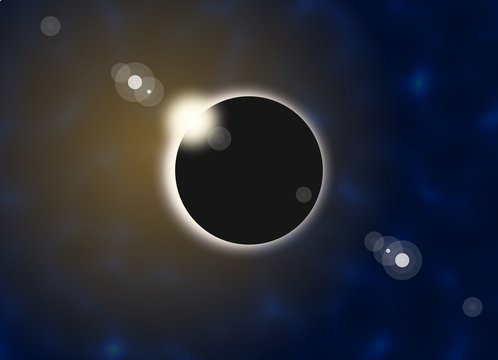 Solar eclipse and flare in the sky illustrations