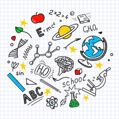 Education, school, science hand drawn sketches. Vector illustration.
Education, school, science hand drawn sketches. Vector illustration.
