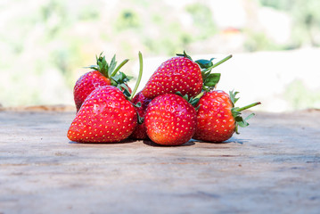 strawberry on wooden top