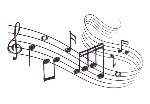 Music notes hand drawing on white for your design Vector Image