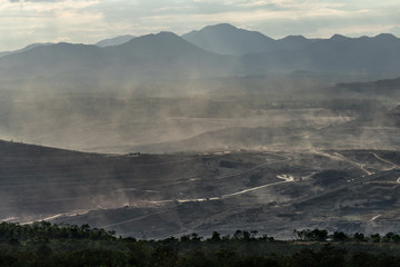 Mae Moh Lignite Mine with cloudy sky in Lampang province in the north of Thailand