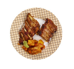 Roasted pork ribs in Polish style