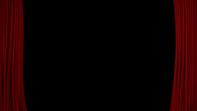 Opening red wavy curtain animation with black screen background.