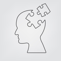 People head with puzzles for psychology.  Business concept of mind exploding ideas .