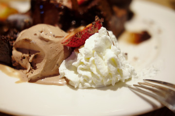 Dessert dish with whipped cream