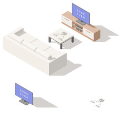 Video game console lowpoly isometric icon set