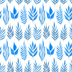 Fototapeta na wymiar Floral seamless pattern with branches. Watercolor bright hand painted background. Template for your design
