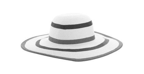 Fototapeta na wymiar Pretty straw hat isolated on white background, Brown straw hat on white.
