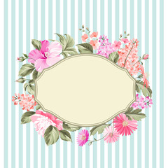 Marriage invitation card with place for custom text. Vintage floral invitation for spring or summer party. Vector illustration.