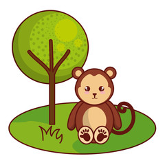 Obraz na płótnie Canvas cute and tender monkey in the jungle character