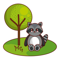 cute and tender raccoon in the camp character