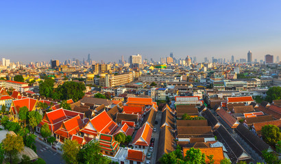 Fototapeta na wymiar Bangkok old town top view