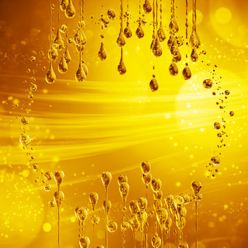 3D detailed illustration of a drop of water gold color.