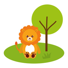 cute and tender lion in the jungle character