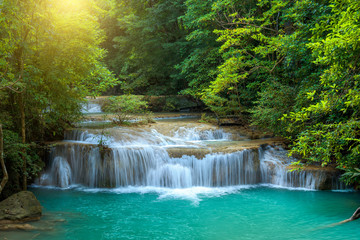 Fototapeta na wymiar Waterfall in rainforest at National Park. Natural background