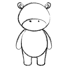 cute and tender hippopotamus character