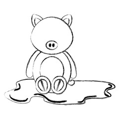 Fototapeta premium cute and tender pig in the swamp character