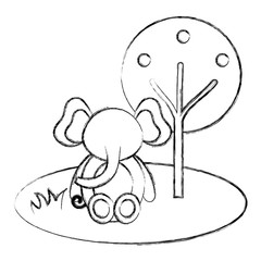 cute and tender elephant in the jungle character