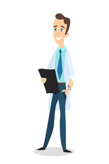 Isolated doctor with clipboard.