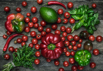 vegetables on wooden table in rustic style