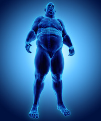 3d illustration Male Fat standing, healthcare medical concept.