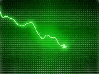 Green trend graph as symbol of business contraction