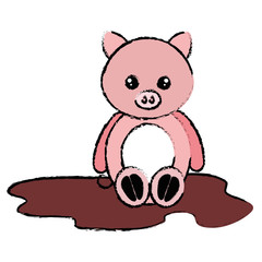 cute and tender pig in the swamp character