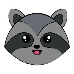 cute and tender raccoon head character
