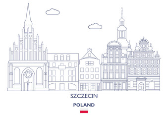 Szczecin City Skyline, Poland - obrazy, fototapety, plakaty